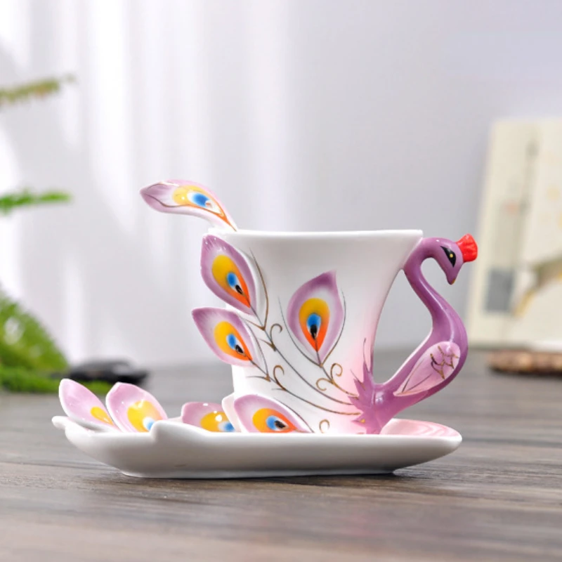 Coffee Tea Difference - السيراميك الطاووس القهوة القدح لطيف ومختلفة