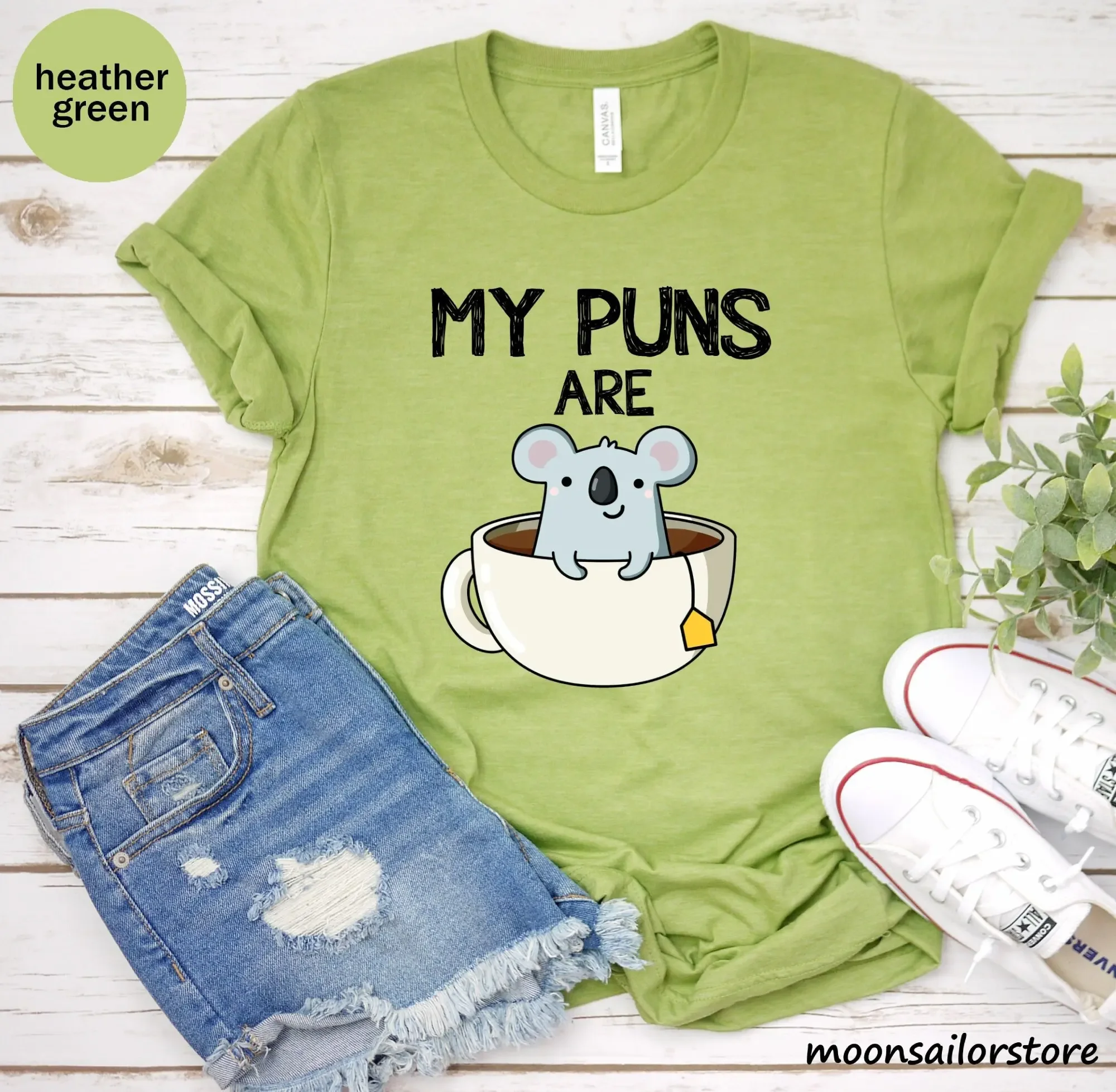 Coffee Tea Joke - تي شيرت My Puns Are Koala