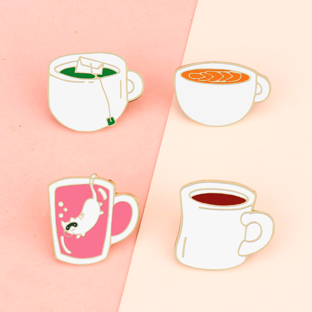 Coffee Tea Green - 4 نمط شرب المينا دبابيس الإبداعية