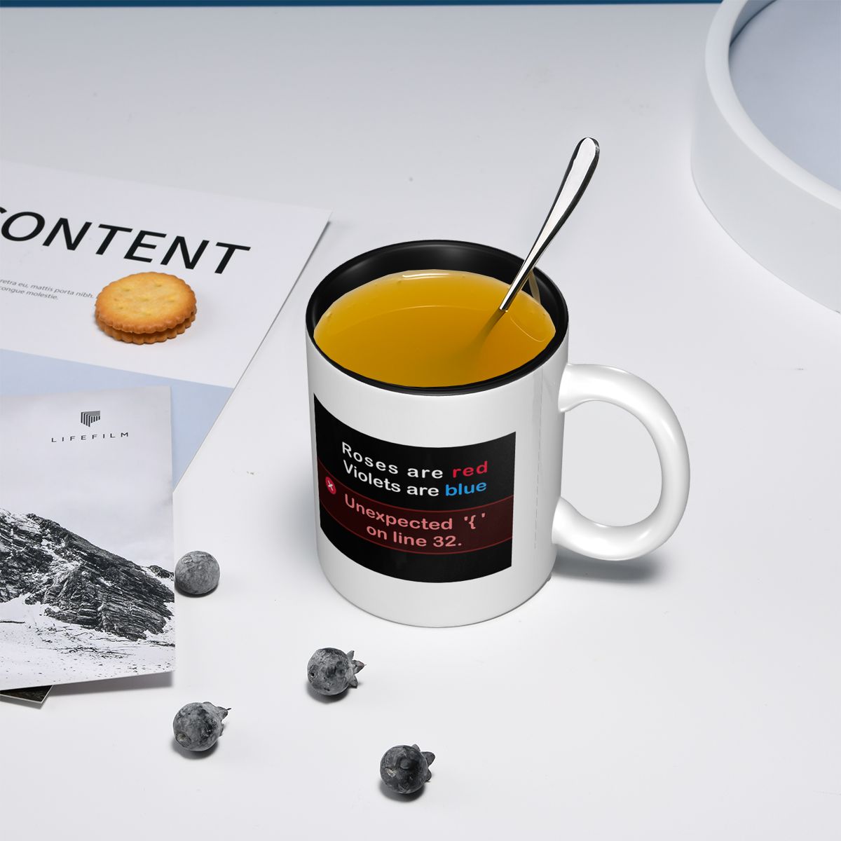 كوب بتصميم مقلب برمجي مضحك، أك - مراجعة Coffee Tea Joke وسعره