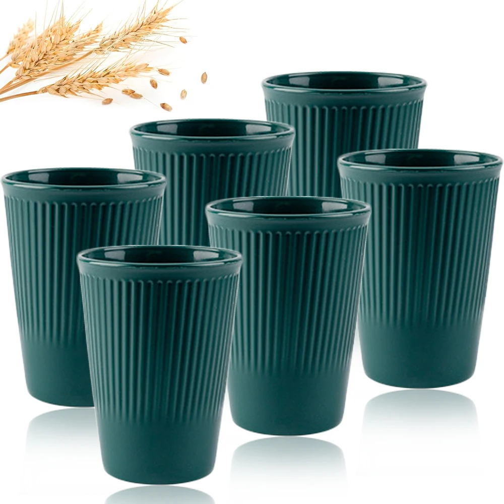 6 قطع من أكواب قش القمح الخضرا - مراجعة Coffee Tea Green وسعره