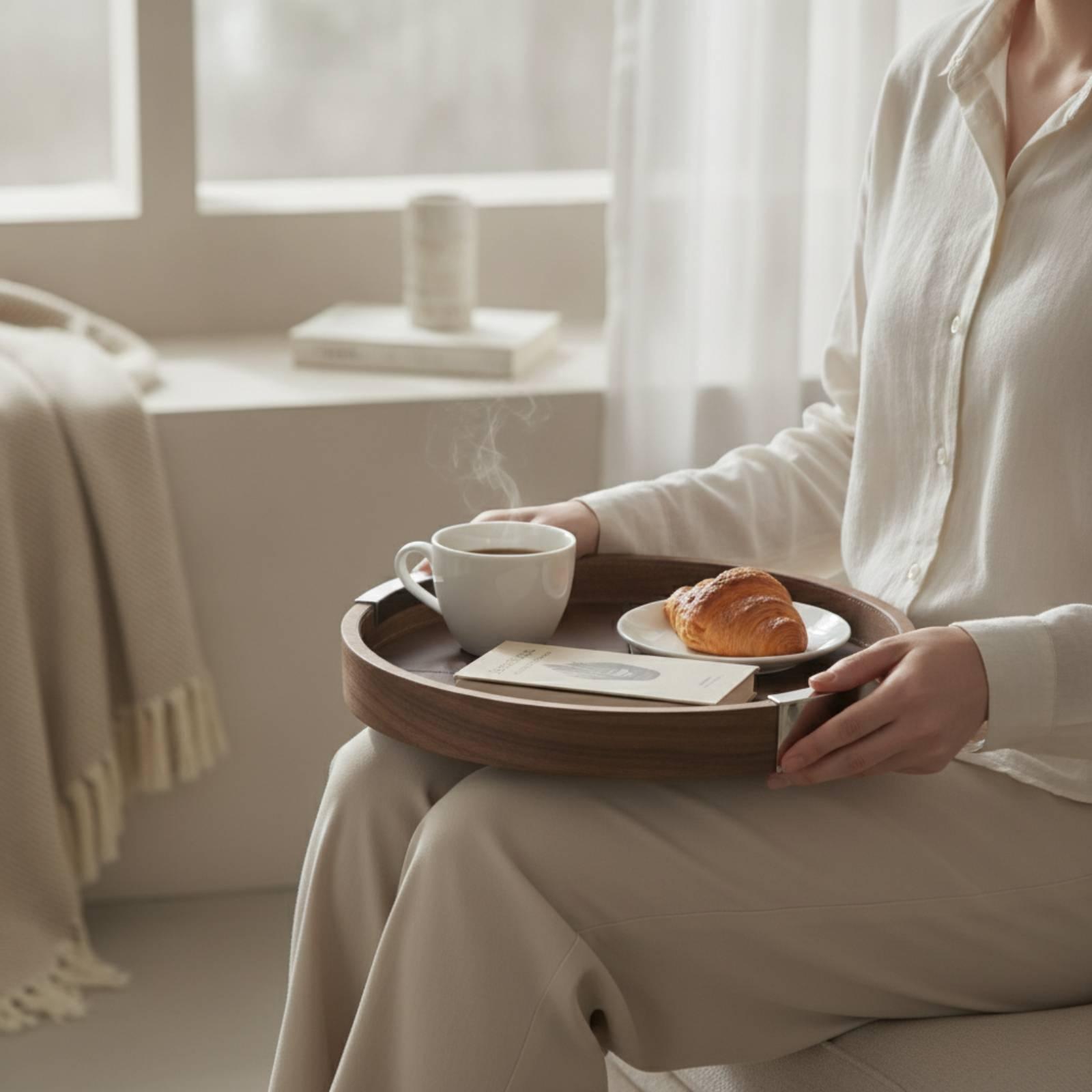 صينية خشب الجوز بتصميم بسيط مع - مراجعة Tea Coffee Set Up وسعره